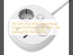 PD 32W en 45W Smart Power Strip met meerdere USB-poorten, AC Socket 250V16A 4000W