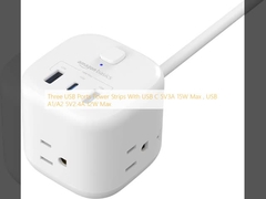 Drie USB-poorten Power Strips met USB C 5V3A 15W Max, USB A1/A2 5V2.4A 12W Max